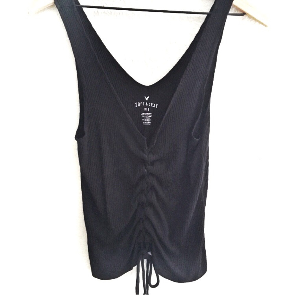 American Eagle Soft & Sexy Black Lace Up Top